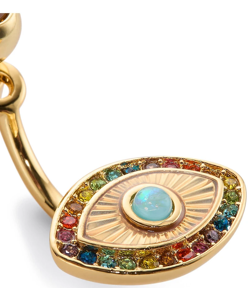 Kurt Geiger London Signature Rainbow Evil Eye Barbell Front Back Earrings