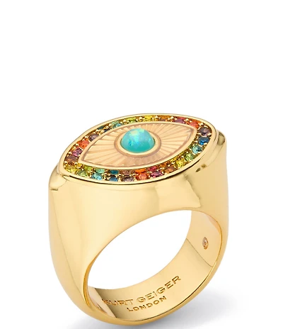 Kurt Geiger London Signature Rainbow Evil Eye Statement Ring