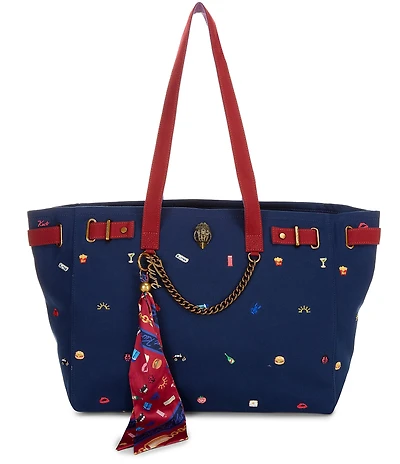 Kurt Geiger London Sloane Embroidered Canvas Shopper Tote Shoulder Bag