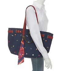 Kurt Geiger London Sloane Embroidered Canvas Shopper Tote Shoulder Bag