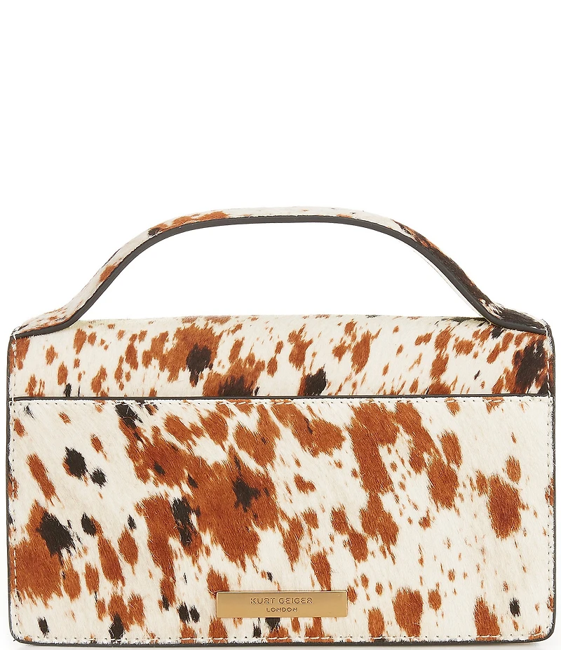 Kurt Geiger London Small Bond Top Handle Cow Print Haircalf Satchel Bag