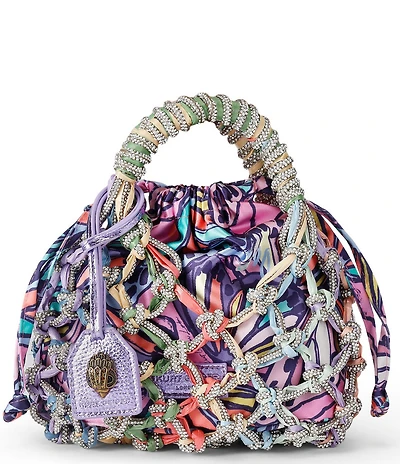 Kurt Geiger London Small Macrame Crystal Handle Bucket Bag