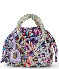 Kurt Geiger London Small Macrame Crystal Handle Bucket Bag