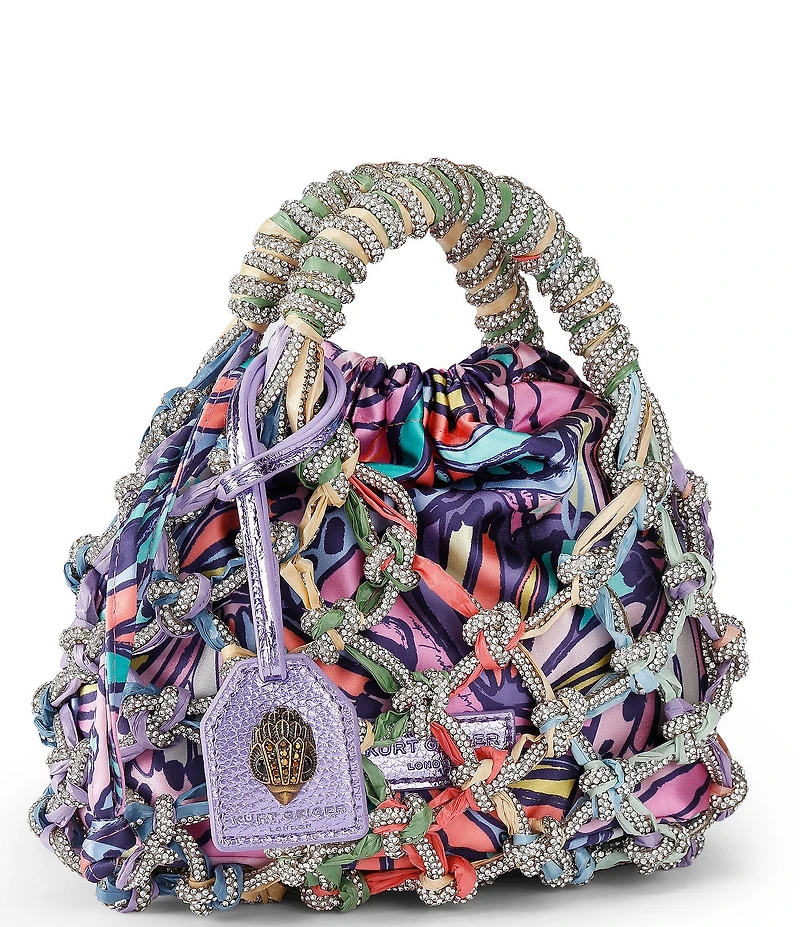 Kurt Geiger London Small Macrame Crystal Handle Bucket Bag
