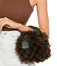 Kurt Geiger London Small Faux Fur Macrame Crystal Clutch