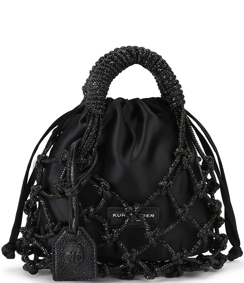 Kurt Geiger London Small Macrame Satin Bucket Bag