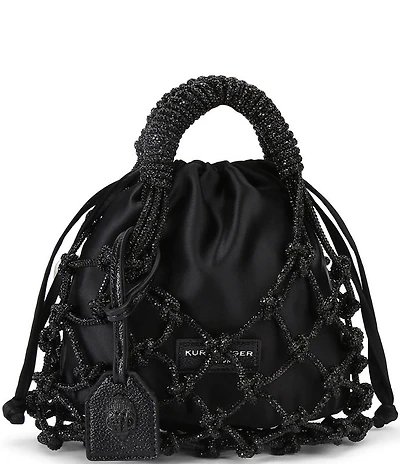 Kurt Geiger London Small Macrame Satin Bucket Bag