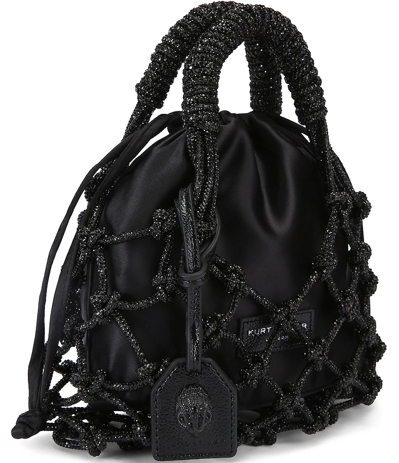 Kurt Geiger London Small Macrame Satin Bucket Bag