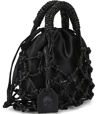 Kurt Geiger London Small Macrame Satin Bucket Bag