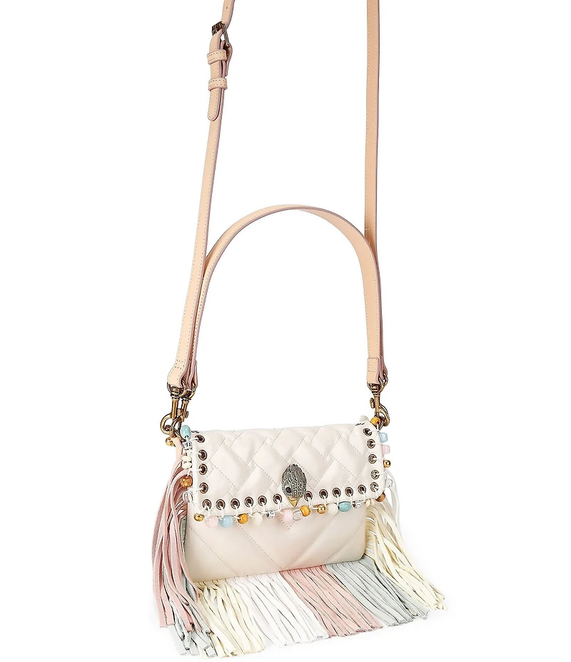 Kurt Geiger London Small Oxford Beaded Pastel Fringe Leather Shoulder Bag