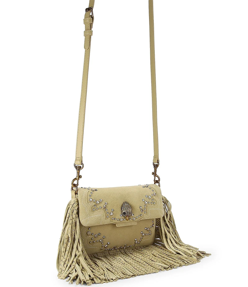 Kurt Geiger London Small Oxford Embellished Fringe Suede Leather Shoulder Bag