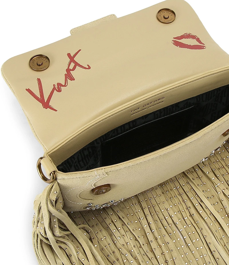 Kurt Geiger London Small Oxford Embellished Fringe Suede Leather Shoulder Bag
