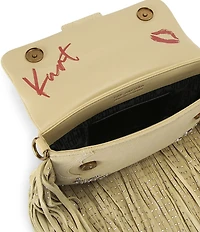 Kurt Geiger London Small Oxford Embellished Fringe Suede Leather Shoulder Bag