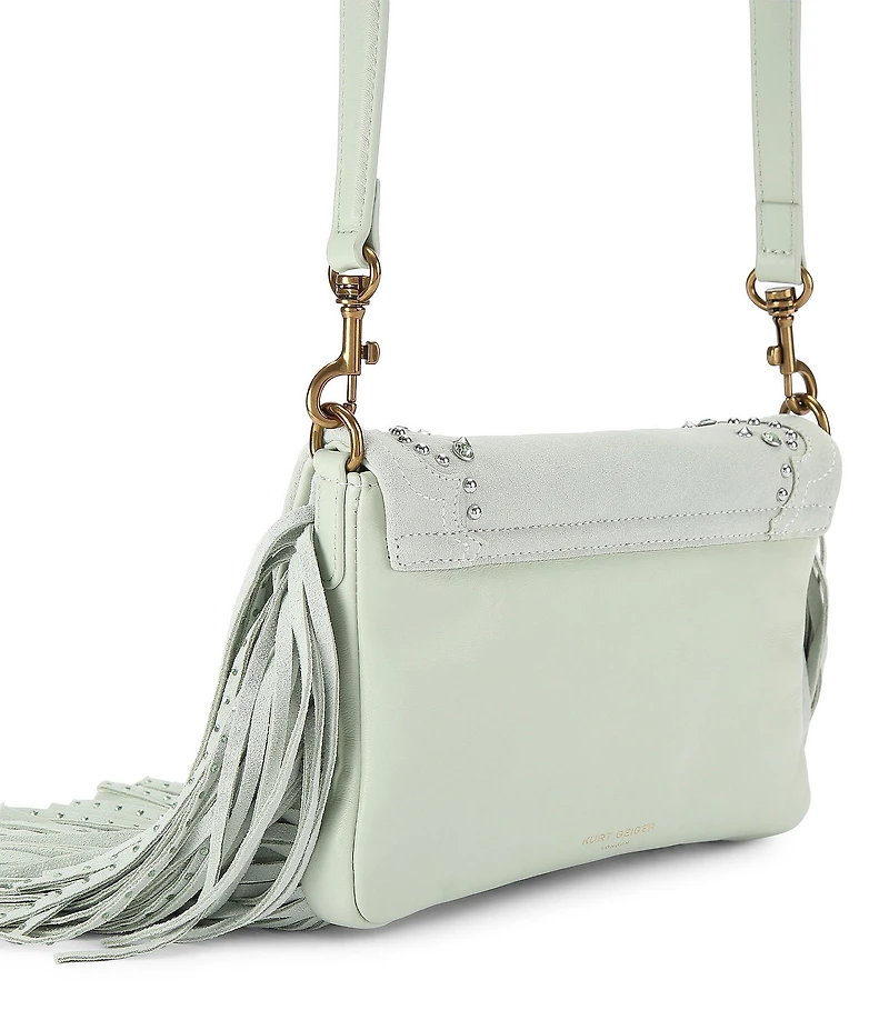 Kurt Geiger London Small Oxford Embellished Fringe Suede Leather Shoulder Bag