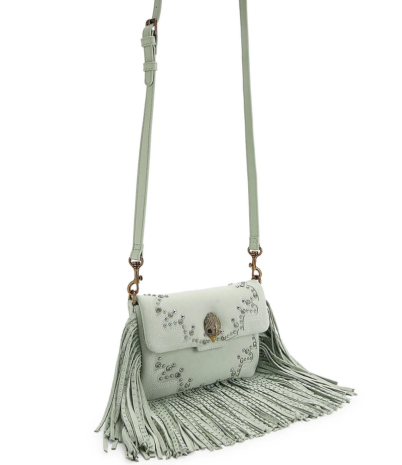Kurt Geiger London Small Oxford Embellished Fringe Suede Leather Shoulder Bag