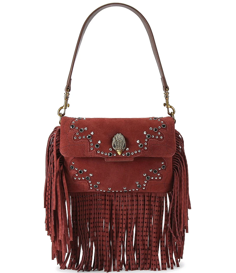 Kurt Geiger London Small Oxford Suede Studded Fringe Shoulder Bag