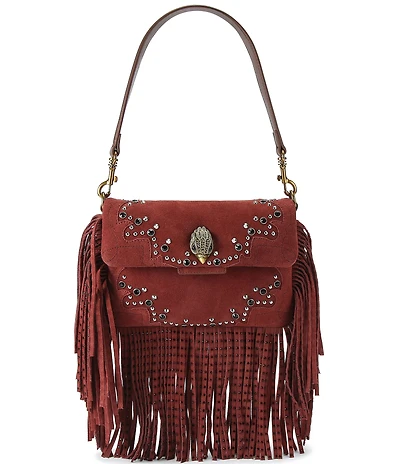 Kurt Geiger London Small Oxford Suede Studded Fringe Shoulder Bag