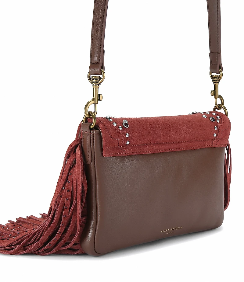 Kurt Geiger London Small Oxford Suede Studded Fringe Shoulder Bag