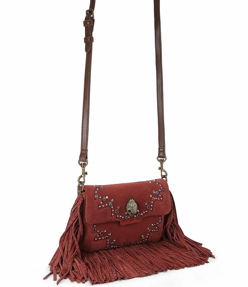 Kurt Geiger London Small Oxford Suede Studded Fringe Shoulder Bag