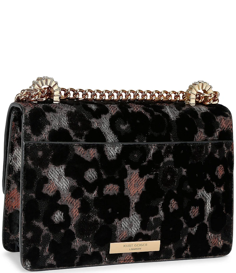 Kurt Geiger London Small Shoreditch Velvet Rhinestone Bow Chain Strap Convertible Crossbody Bag