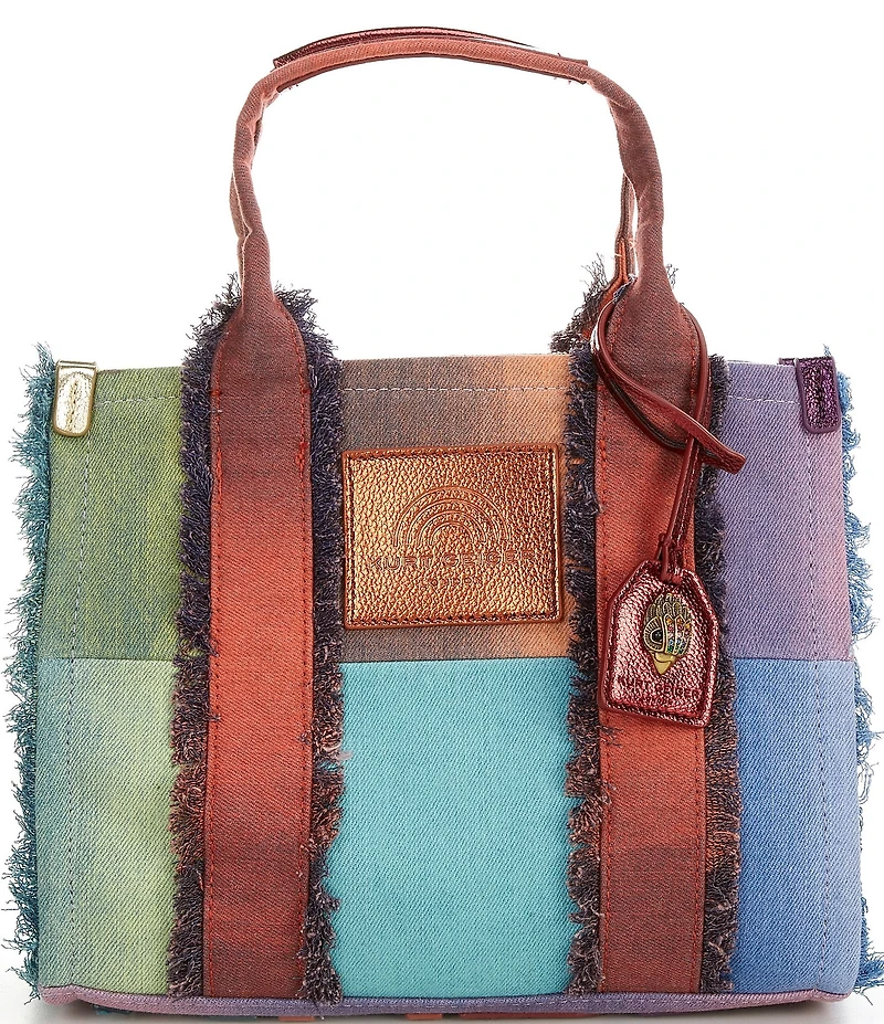 Kurt Geiger London Small Southbank Frayed Rainbow Denim Tote Bag