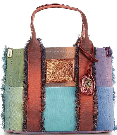 Kurt Geiger London Small Southbank Frayed Rainbow Denim Tote Bag