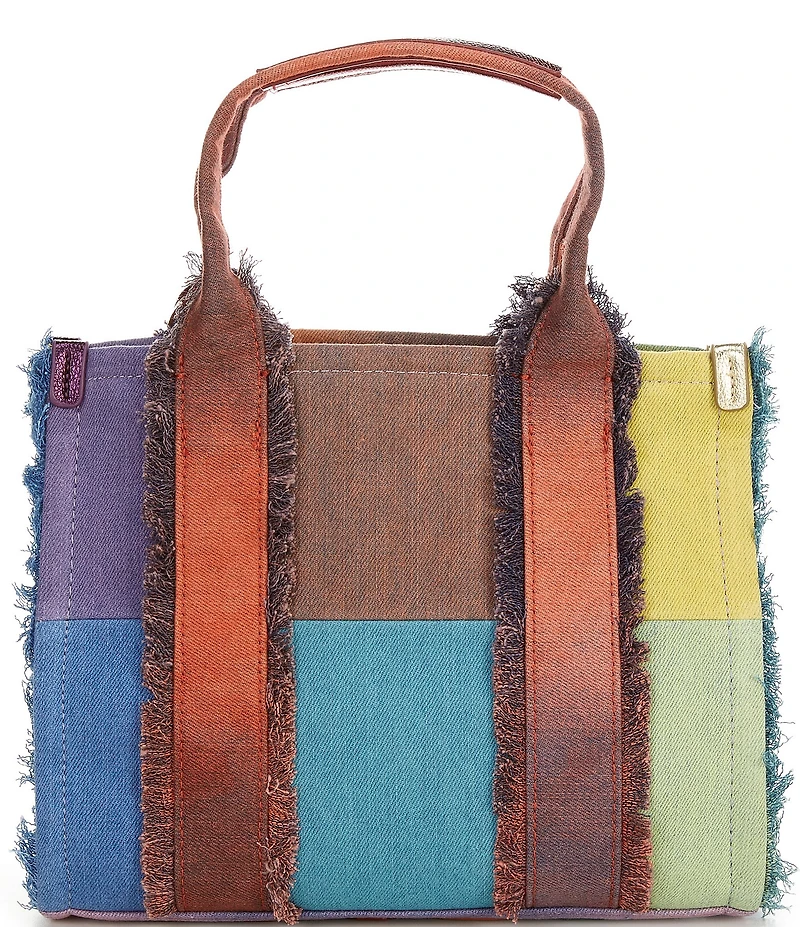 Kurt Geiger London Small Southbank Frayed Rainbow Denim Tote Bag