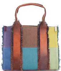 Kurt Geiger London Small Southbank Frayed Rainbow Denim Tote Bag