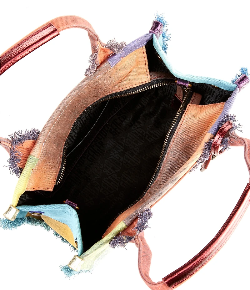 Kurt Geiger London Small Southbank Frayed Rainbow Denim Tote Bag