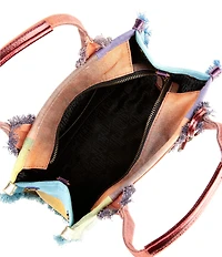 Kurt Geiger London Small Southbank Frayed Rainbow Denim Tote Bag