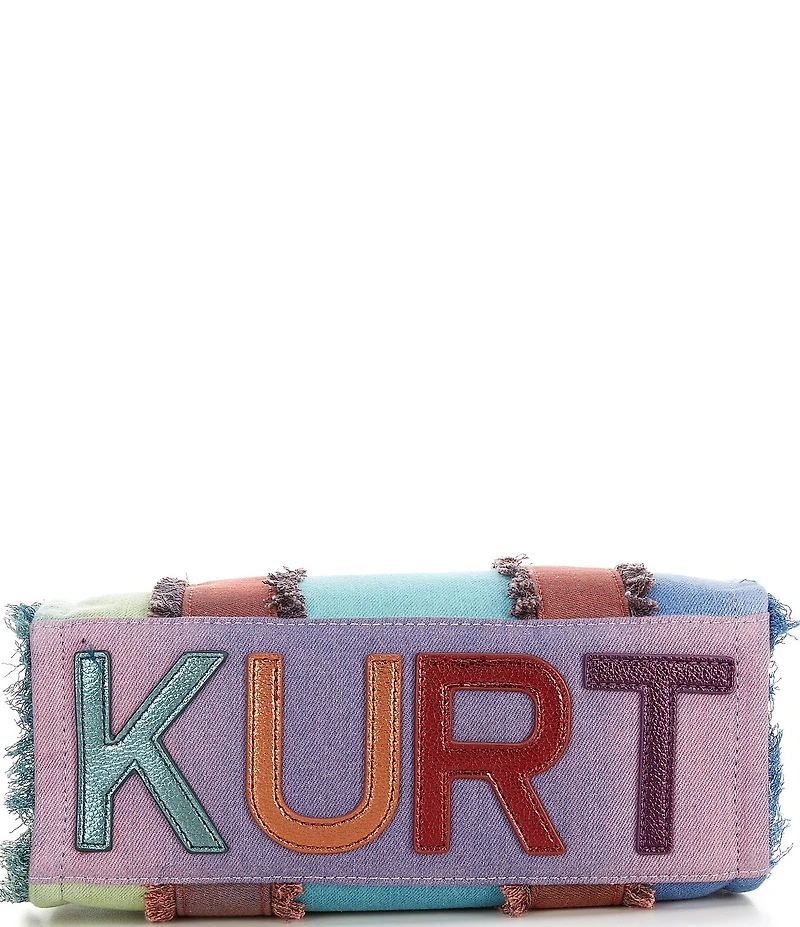 Kurt Geiger London Small Southbank Frayed Rainbow Denim Tote Bag