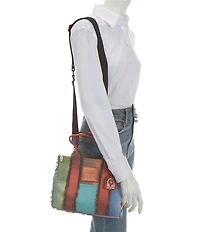 Kurt Geiger London Small Southbank Frayed Rainbow Denim Tote Bag
