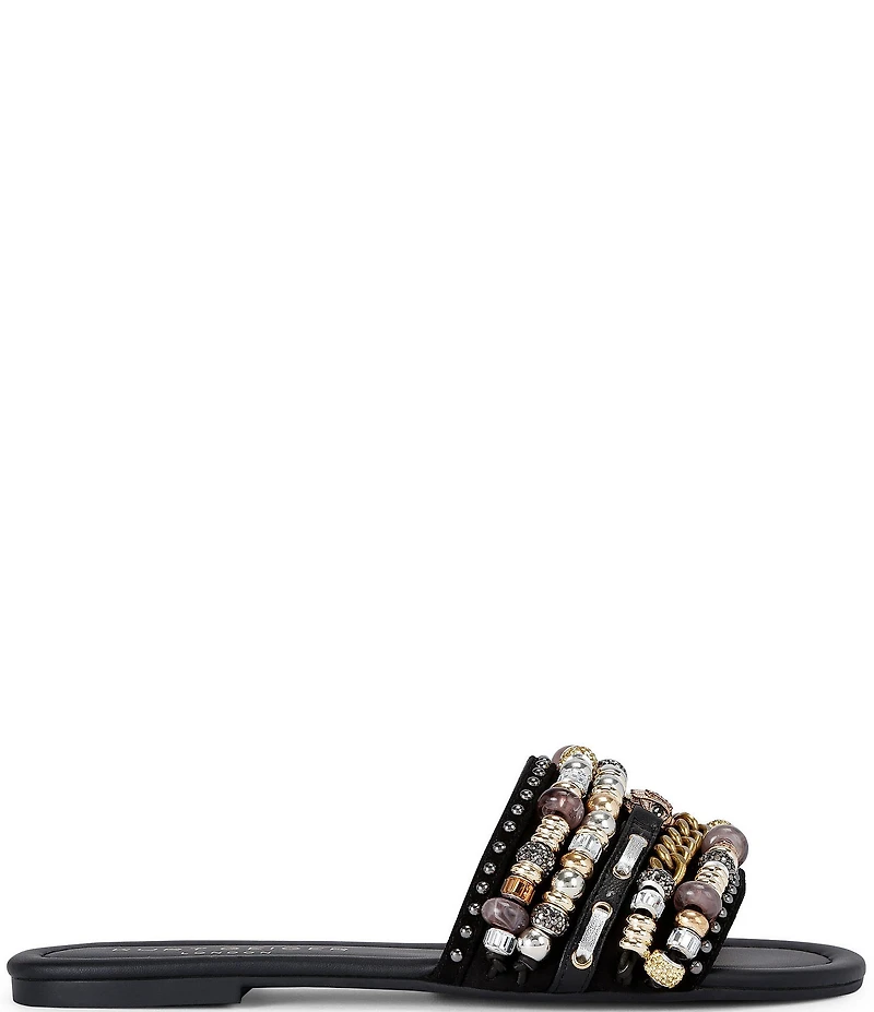 Kurt Geiger London Southbank Satin Beaded Ornament Slide Sandals