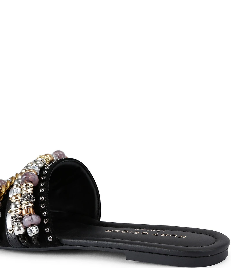 Kurt Geiger London Southbank Satin Beaded Ornament Slide Sandals