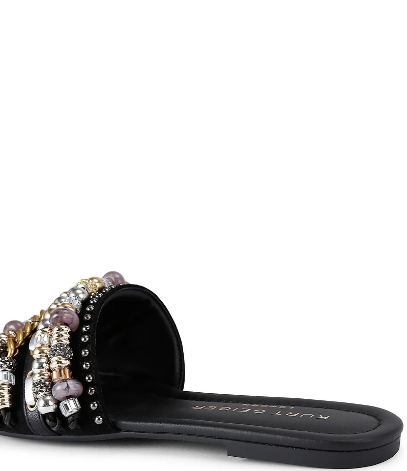 Kurt Geiger London Southbank Satin Beaded Ornament Slide Sandals