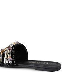Kurt Geiger London Southbank Satin Beaded Ornament Slide Sandals