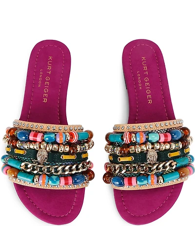 Kurt Geiger London Southbank Beaded Ornament Suede Slide Sandals