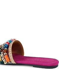 Kurt Geiger London Southbank Beaded Ornament Suede Slide Sandals