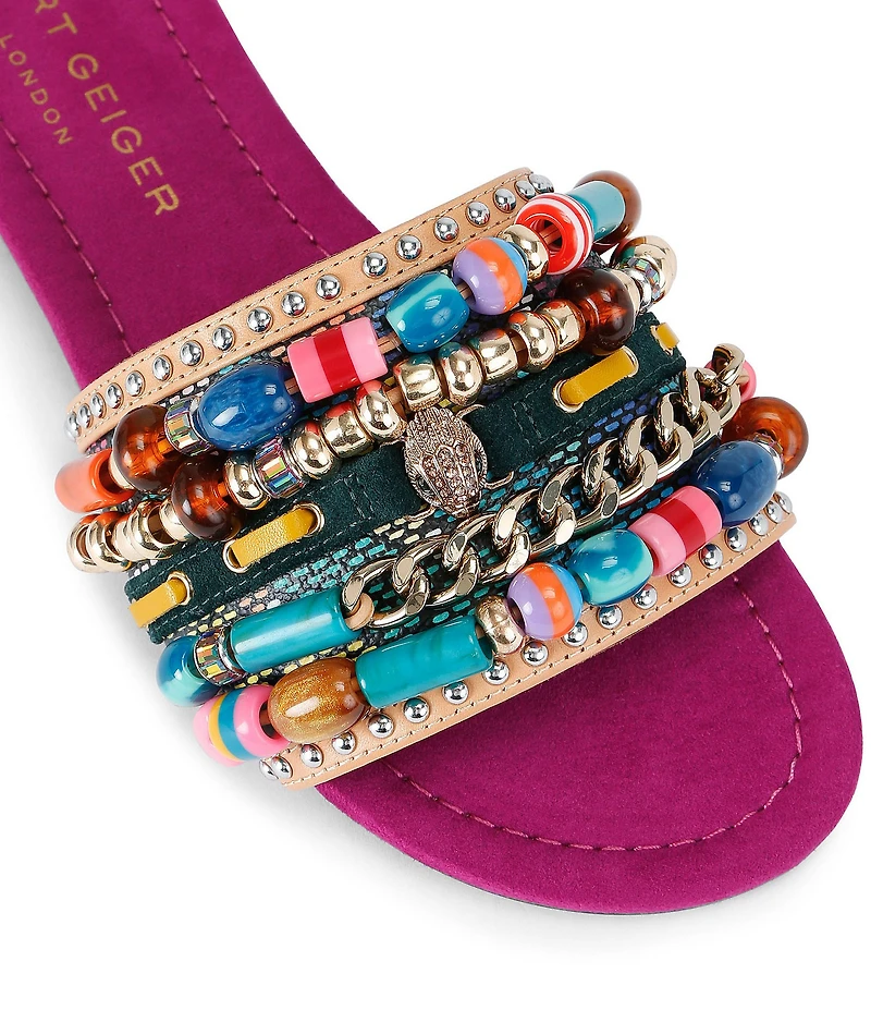 Kurt Geiger London Southbank Beaded Ornament Suede Slide Sandals