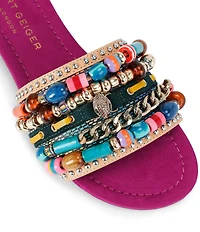 Kurt Geiger London Southbank Beaded Ornament Suede Slide Sandals