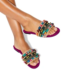Kurt Geiger London Southbank Beaded Ornament Suede Slide Sandals