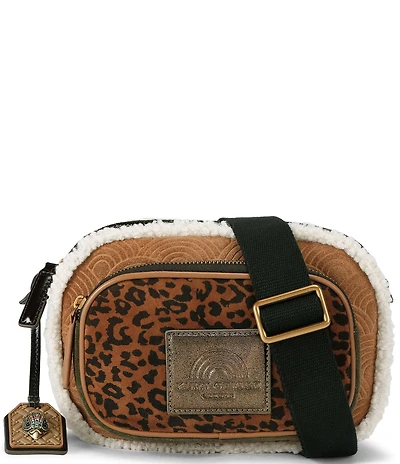 Kurt Geiger London Southbank Leopard Suede and Shearling Camera Crossbody Bag