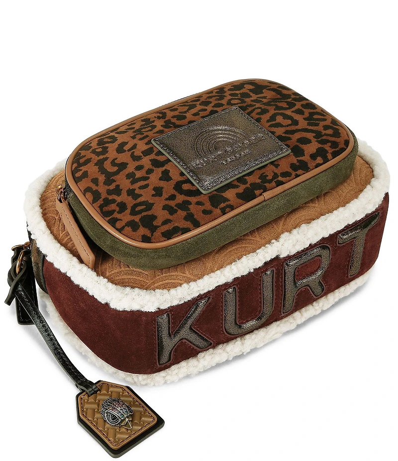 Kurt Geiger London Southbank Leopard Suede and Shearling Camera Crossbody Bag