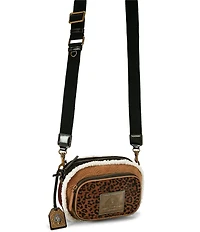 Kurt Geiger London Southbank Leopard Suede and Shearling Camera Crossbody Bag