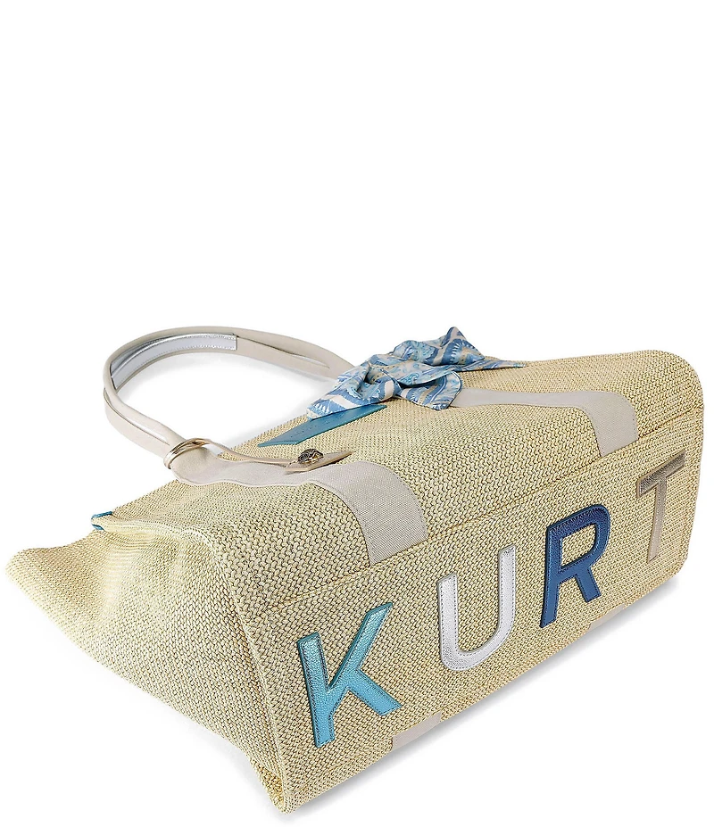 Kurt Geiger London Southbank Large Raffia Scarf Shopper Tote Bag