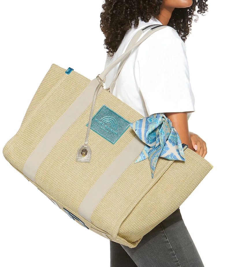 Kurt Geiger London Southbank Large Raffia Scarf Shopper Tote Bag