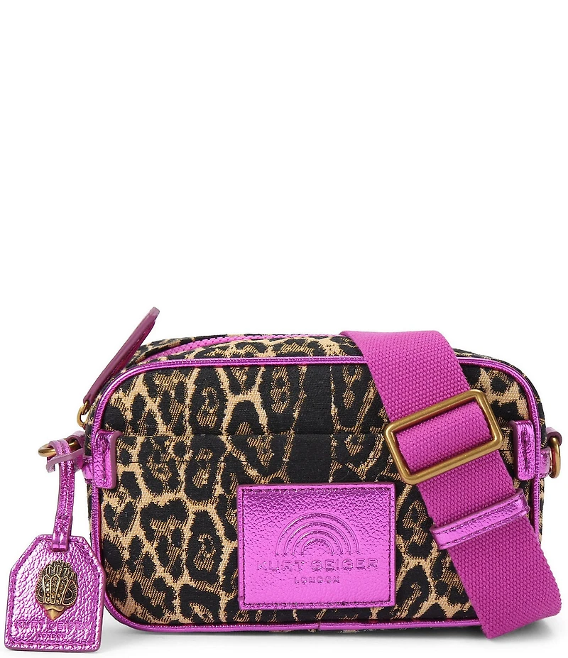 Kurt Geiger London Southbank Leopard Metallic Small Camera Crossbody Bag