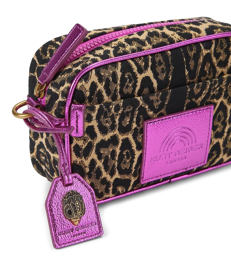 Kurt Geiger London Southbank Leopard Metallic Small Camera Crossbody Bag