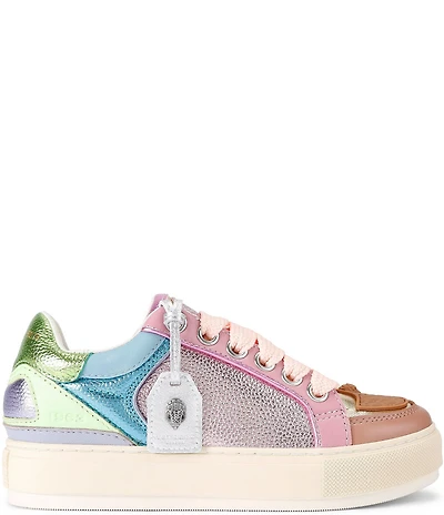 Kurt Geiger London Southbank Tag Logo Ornament Metallic Leather Platform Sneakers