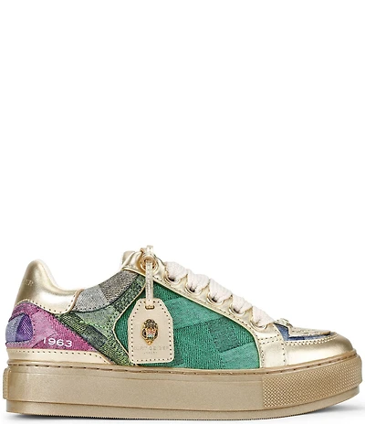 Kurt Geiger London Southbank Tag Ornament Patchwork Fabric Platform Sneakers